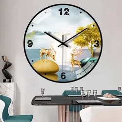 Clocks and Watches Living Room Home Wall Clock Mute Creative Quartz Clock Bedroom Clock Decoration Free Punch 12inch Watch Wall