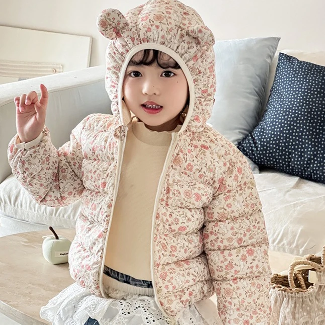 

Girls' Cotton Clothes 2025 Winter New Children's Clothing Korean Style Girls Baby Thick Broken Short Cotton Clothes Simple