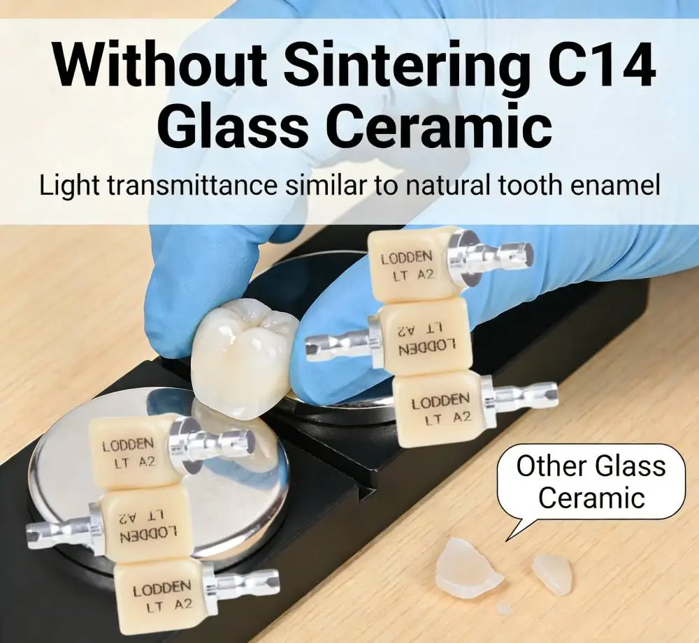 Lodden 20PCS Without Sintering Lithium Disilicate C14 Blocks Glass Ceramic Instant Restoration Materials LT HT Dental CAD CAM
