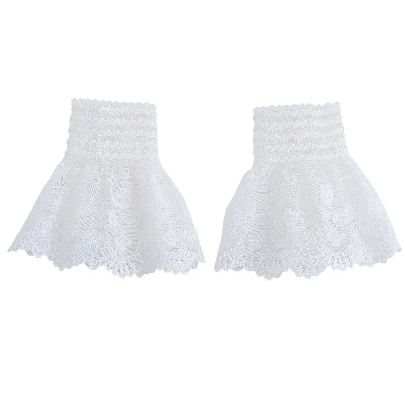 레이스 꽃 프릴 거짓 슬리브 여성을위한 장식 손목 커프스 셔츠 이동식 가짜 슬리브 익스텐더 가짜 커프