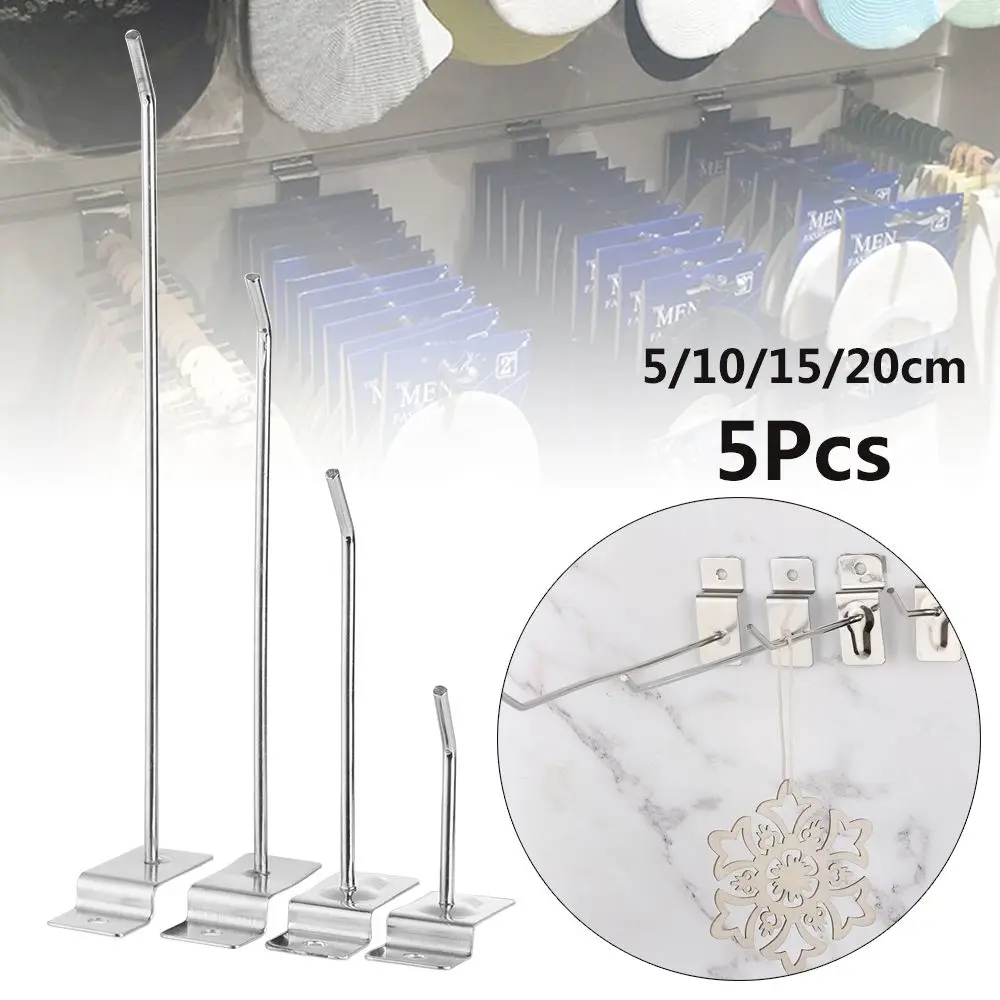 5Pcs Convenient Metal Holder Panel Hang Fits Storage Racks Goods Shelf Retail Shop Peg Display Hooks