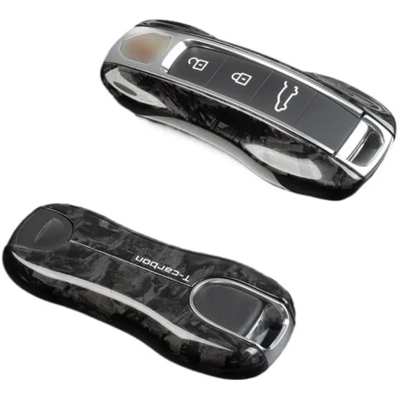 Funda de fibra de carbono para llave de coche, Compatible con Porsche 911 Cayenne 718 Panamera 911 Boxster, carcasa remota inteligente, accesorio para coche (Blu