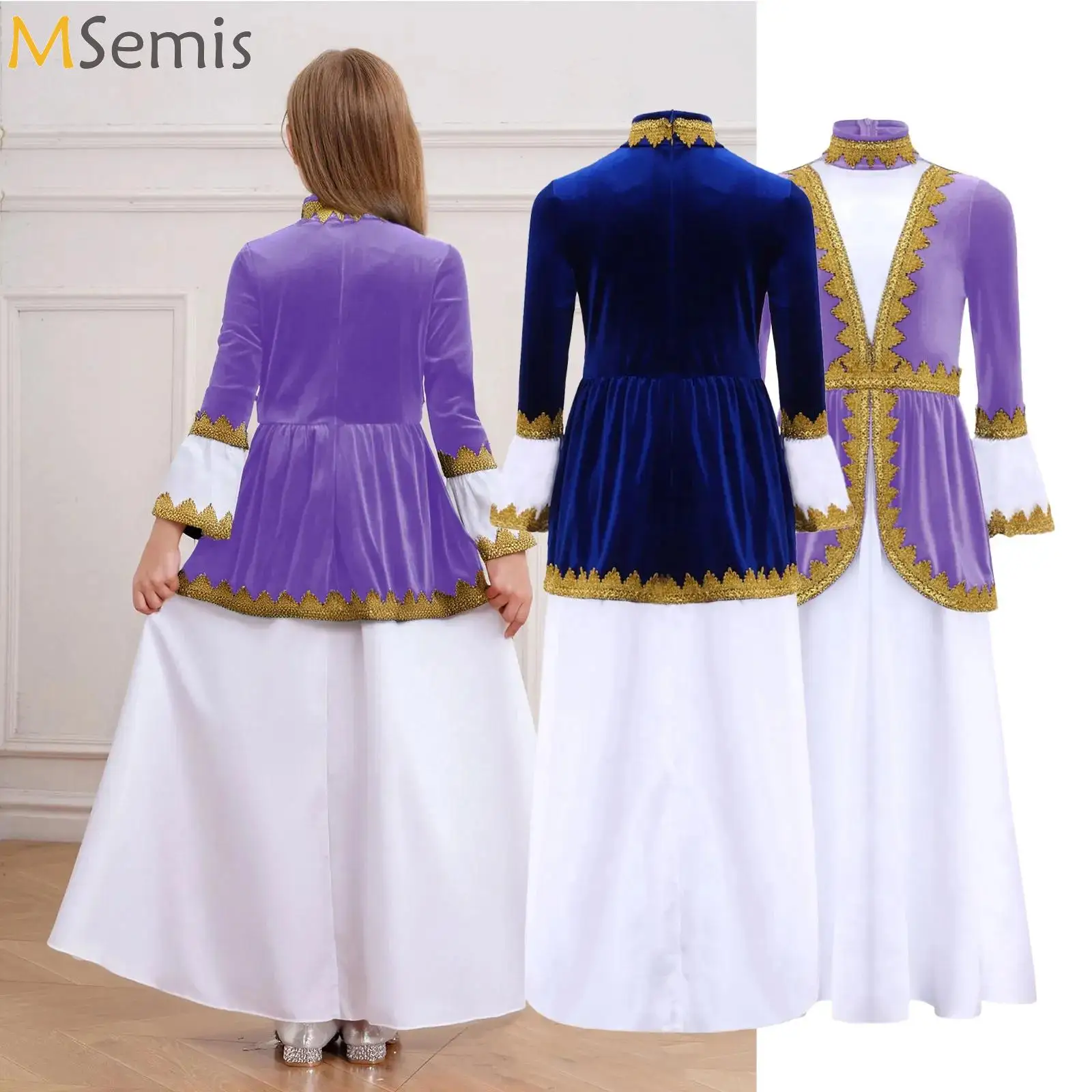 

Girls Russian Heritage Costume Medieval Renaissance Long Dress Princess Queen Cosplay Costume Christmas Halloween Carnival Dress