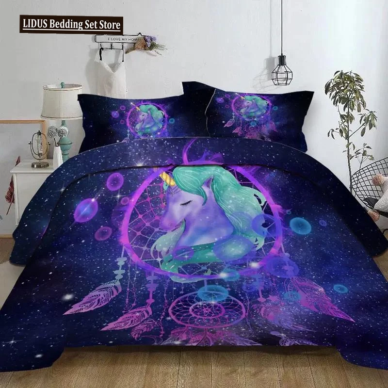 

Dreamcatcher Duvet Cover Set Galaxy Quilt Cover Bohemian Mandala Bedclothes 3-Piece Color Nebula Soft Bedding Home Textiles