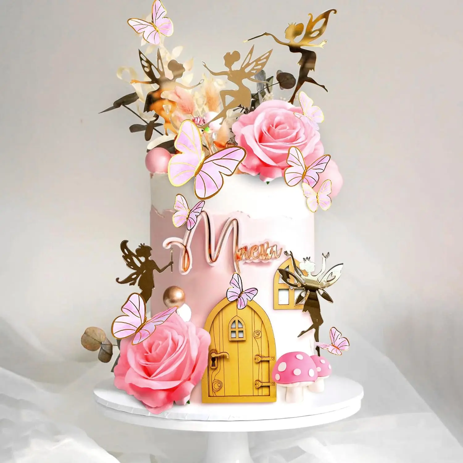 LaVenty Rosa Kuchen Dekoration Pilz Kuchen Dekoration Fee Kuchen Dekoration Garten Fee Kuchen Dekoration Fee Party Supplies – Detail 2