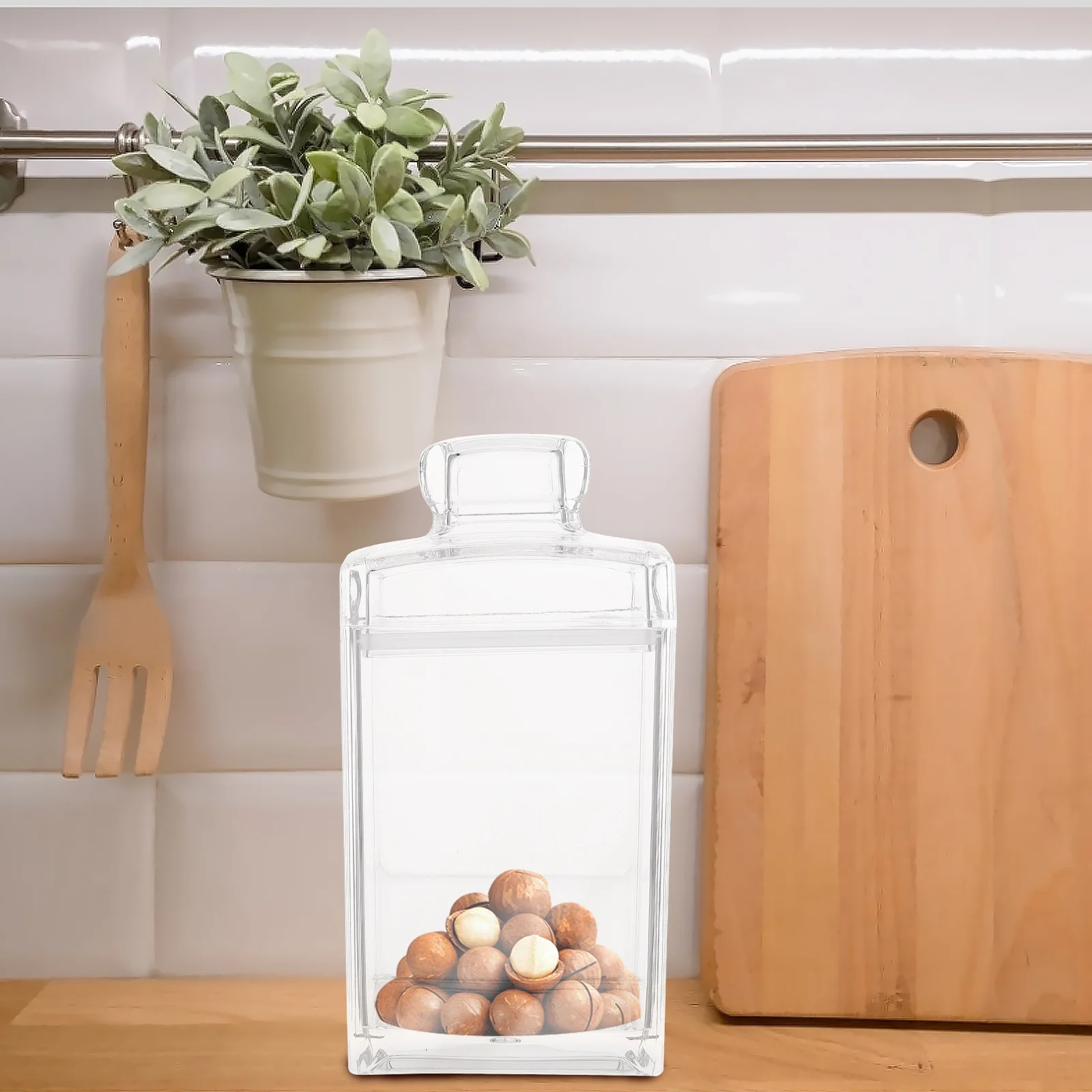 

1pc Food Seal Jar Acrylic Canister Square Transparent Nut Storage Box Sealed Cover Insect Proof Dust Resistant Kitchen Organizer