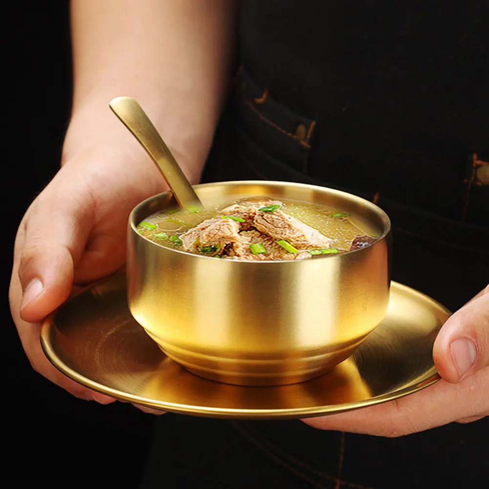 

Stainless Steel Korean Style Deep Rice Bowl Multipurpose Soup Bowl Large Opening Metal Mixing Kitchen Prep Cooking Essentials