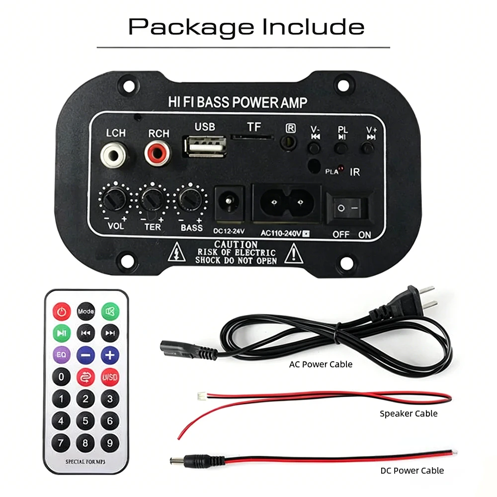 

1.0 Channel 25-30W Bluetooth Amplifier Module DIY HIFI Bass Power Amp Board USB TF AUX Input AC110V-240V DC12V-24V For Speaker