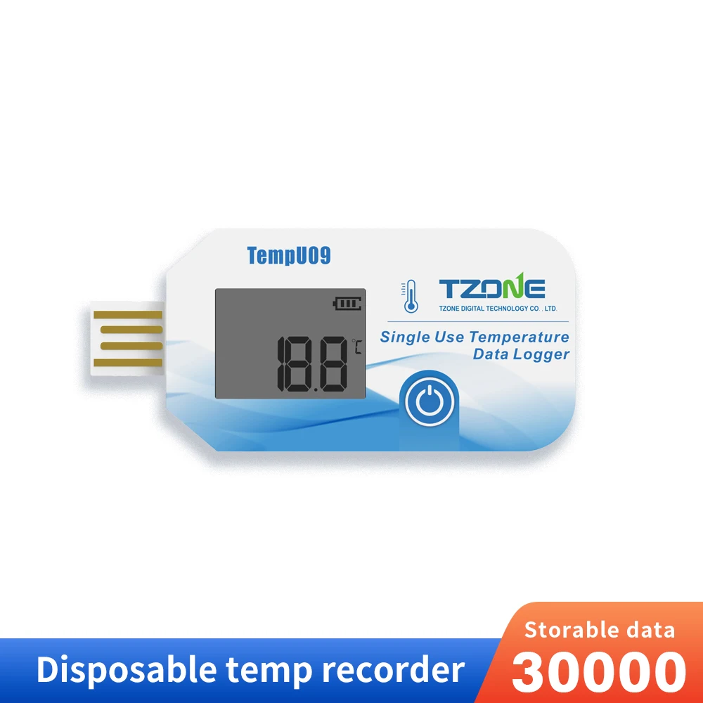 Disposable TempU09 Temperature Data Logger 32000 Points USB Temperature Recorder PDF Report Temp Monitor for Warehouse Storage