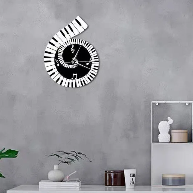 &c 36X50CM High Quality Musical Silent Watch Decorative Wall Clock Notes Irregular Piano Keys Home Decor Hangings Dropshipping