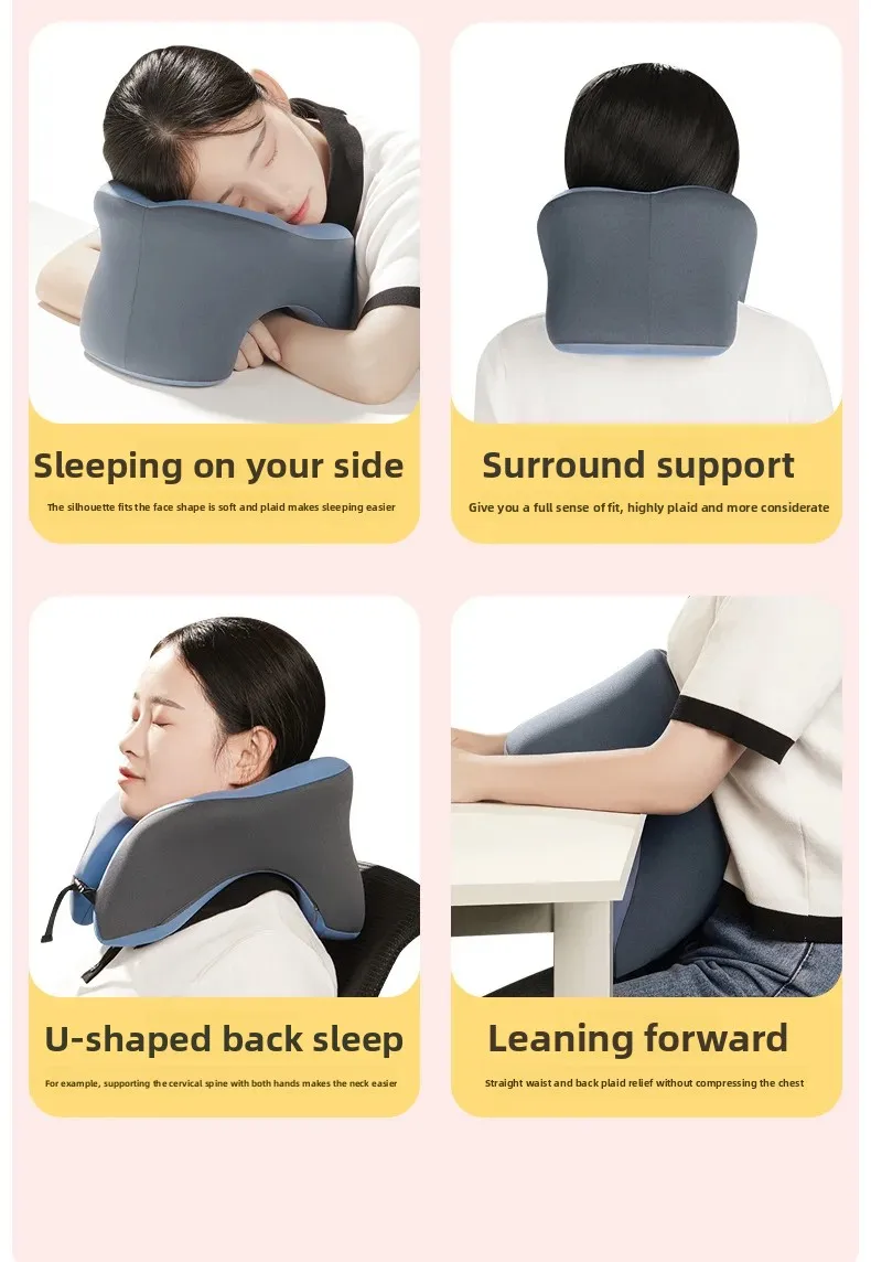 Tragbares U-förmiges Reisekissen Memory-Schaum Schlafkissen Büro-Nickerchenkissen Auto-Flugzeug-Nackenkissen Ergonomische Kopfstütze – Detail 9