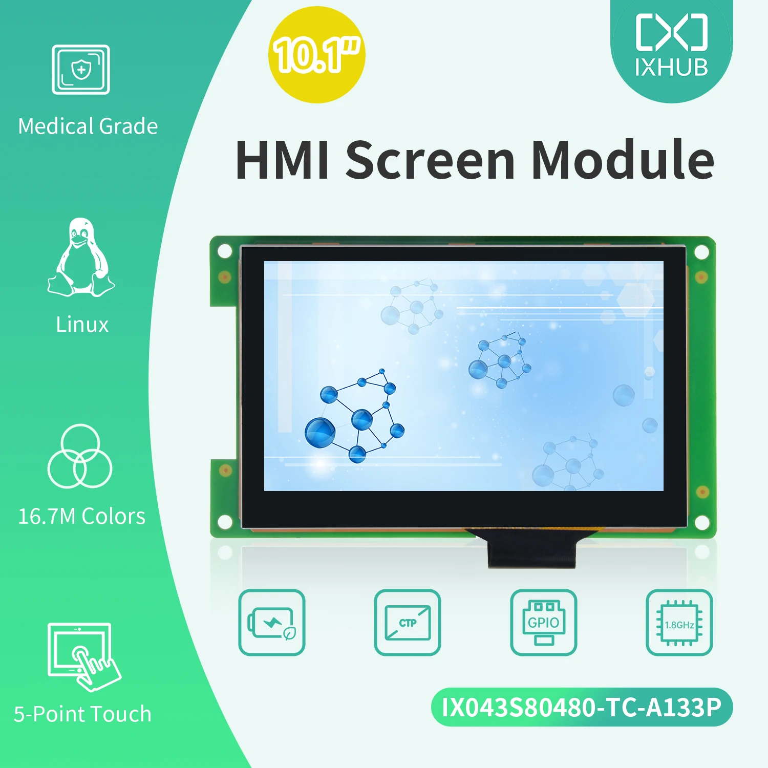 

IXHUB 4.3 Inch 800*480 Linux Terminal Device Medical Equipment Control Touch Screen Smart HMI Display Module for Coffee Machine