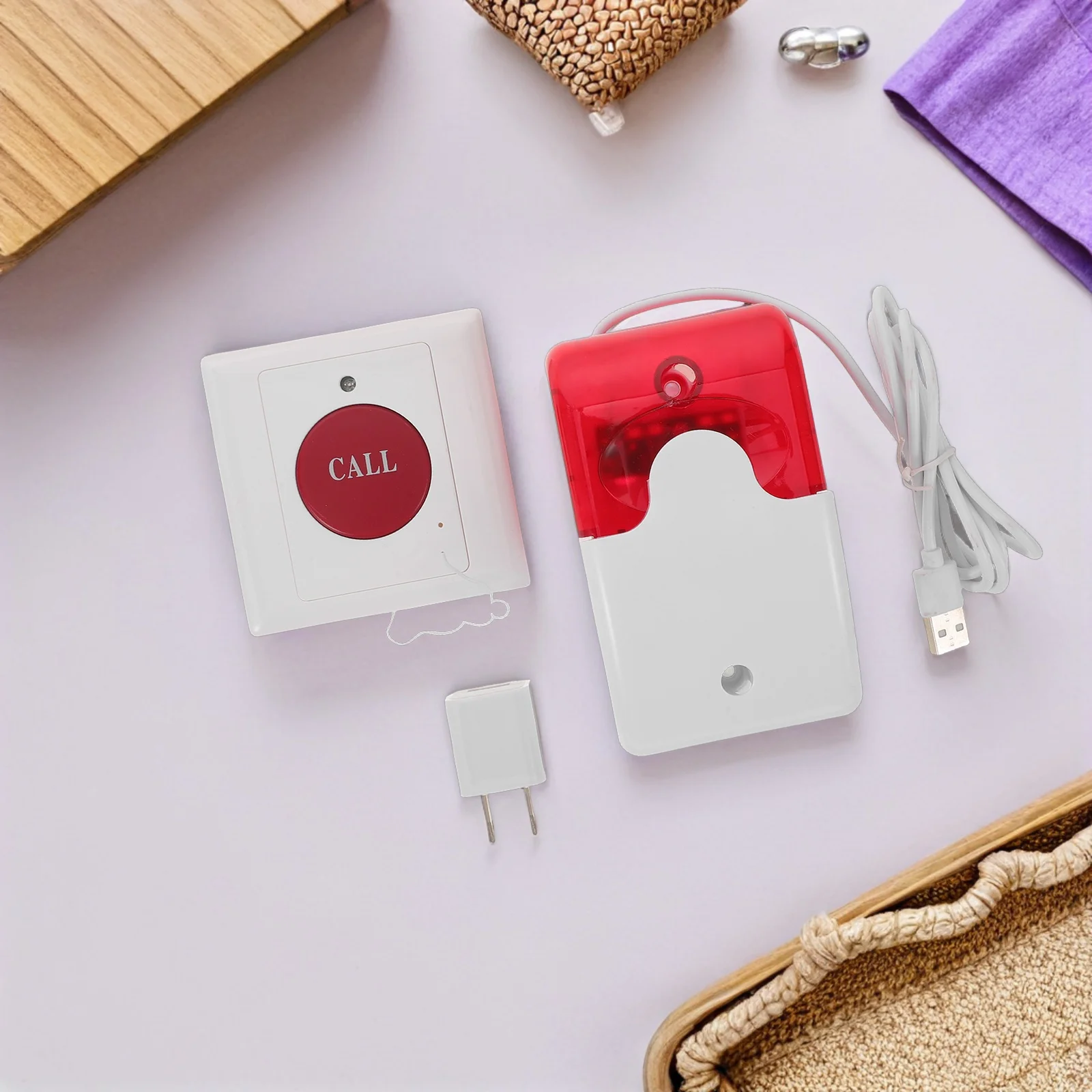 Botón de llamada de emergencia inalámbrico para personas mayores, alarma audiovisual doble, montaje en pared, dispositivo de asistencia para personas mayores para hospitales y enfermería