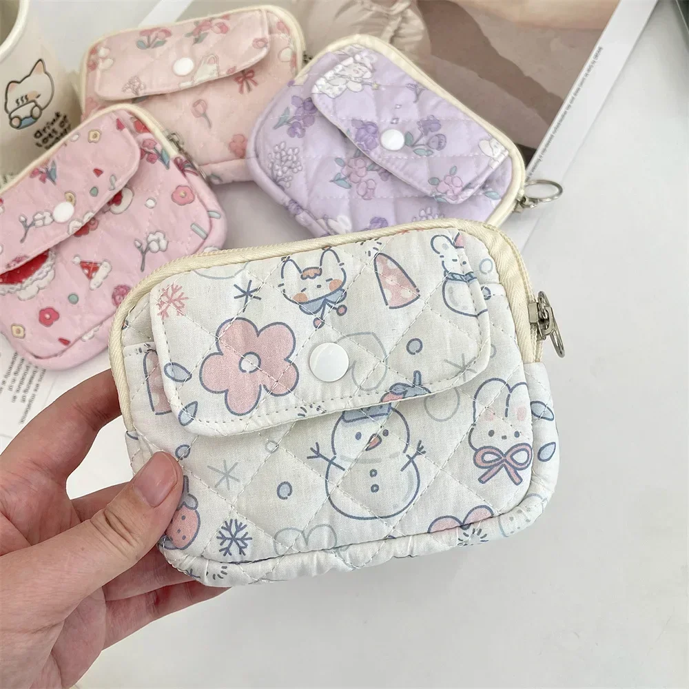 Cute Cartoon Floral Quilting Document Storage Bag Card Wallet Coin Purse ID Card Holder Driver\'s License Holder Badge Holder