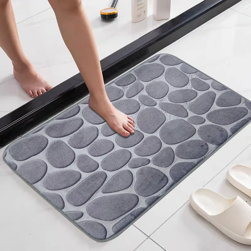 Mat Carpets Embossed Cobblestone Carpet Water Absorbing and Non-slip Washable Memory Foam Floor Mat for Indoor Bathrooms