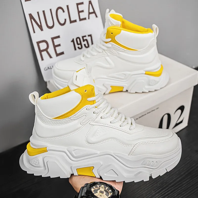 Men's High Top Sports Shoes Spring Summer Increase Height 10cm 8cm Casual Korean Style Inner Heightening Board Shoes