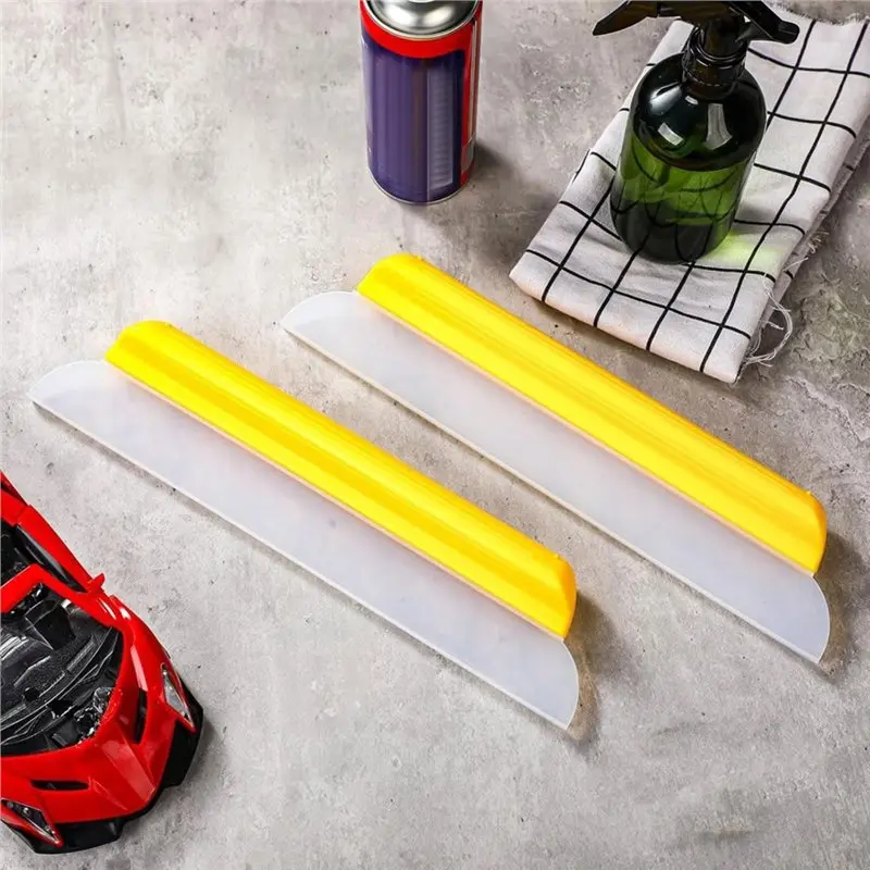 Yellow 14 Inch Car Window Drying Squeegee 2-Pack Silicone Water Shower Blade Automotive Tool