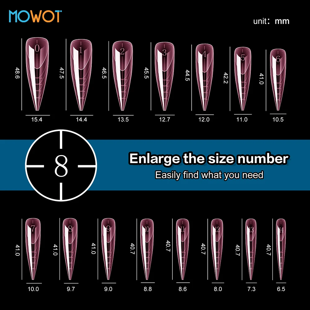 MOWOT 150pcs Nail Dual Forms Stiletto Square Acrylic Poly Nail Gel Quick Building Gel Molds Full Cover French Extension Top Form