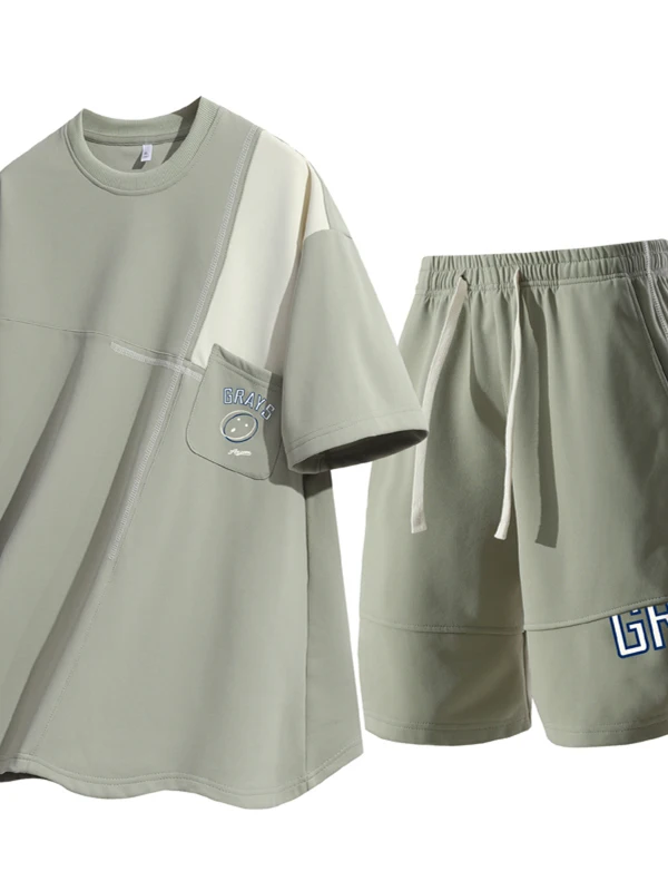 

Casual Sports Set for Men Summer 2025 New ort Sve orts One Set Matching Haome Teenage T-irt Polyester Fiber 00%