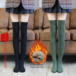 Plush Terry Long Knee Socks Female Fall Winter Japan Korea Style Tall Velvet Calf Cozy Stockings Youth2024 New Thick Warm Socks