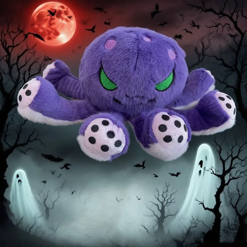 حيوان محشو على شكل أخطبوط الهالوين الرائع، لعبة قطيفة ناعمة مكونة من 8 أرجل، هدية فريدة لعيد الميلاد وحفلات الهالوين، دعامة تنكرية #2