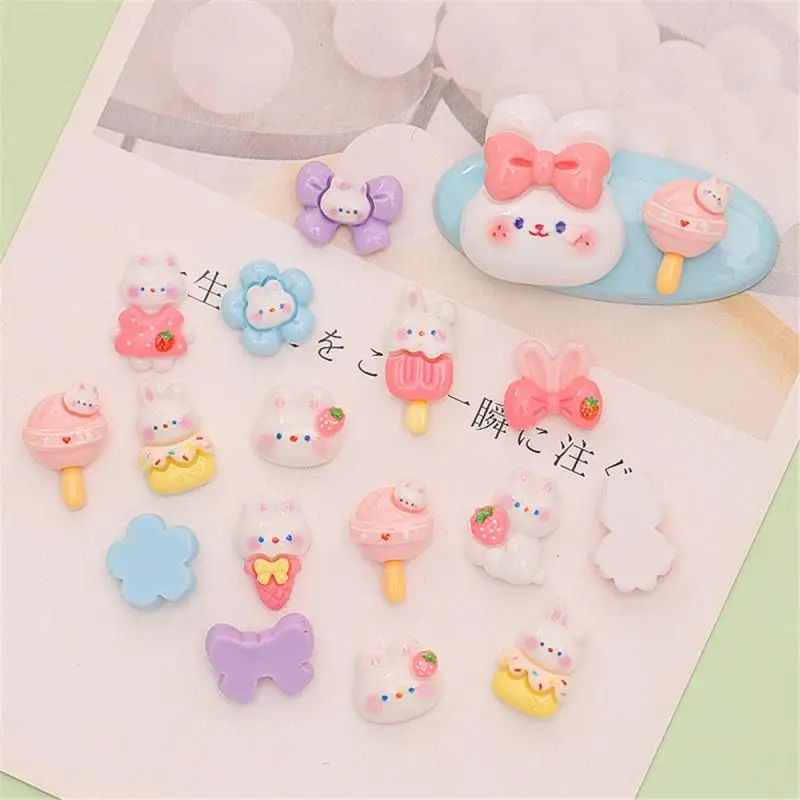 Cartoon Bunny Flower Cute Multipurpose Trending Style Adorable Design High Quality Resin Resin Nail Stickers Little Red Book