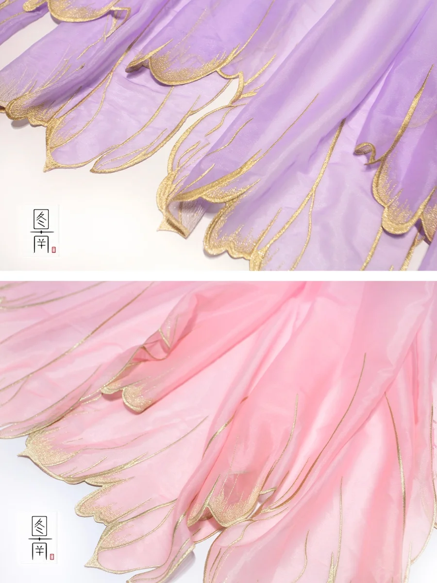 embroidery lotus leaf soft fabric DIY hanfu shirts doll cloth (Repair the fabric edges by yourself)