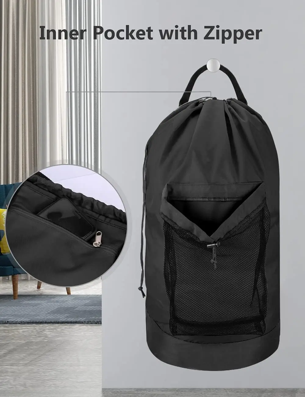 

115L Heavy Duty Extra Large College Laundry Backpack, Dirty Clothes Bag with Shoulder Straps, Laundry Hamper Bag with Drawstring