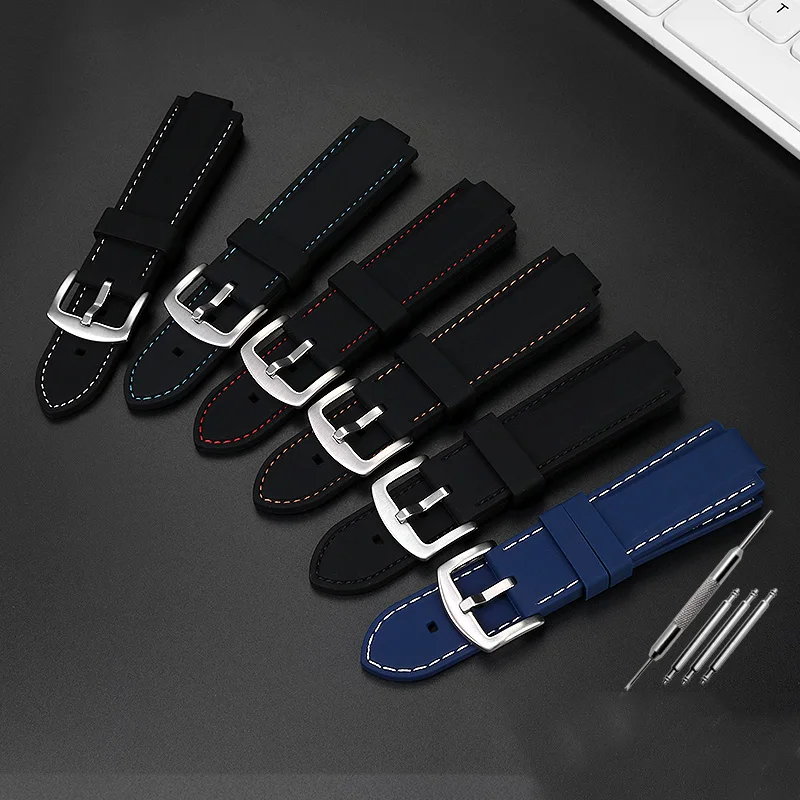 ل تيسو PRX الساعات T137.407/T137.410 سوبر لاعب سلسلة سيليكون المطاط حزام (watch) ساعة الرجال المعصم حزام 26x12 مللي متر نهاية محدبة