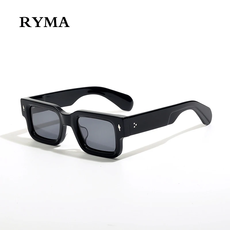 

High Quality Thick Acetate Sunglasses Men Women Designer Square Vintage Fashion Eyeglasses Handmade Polarized Sunglasses UV400