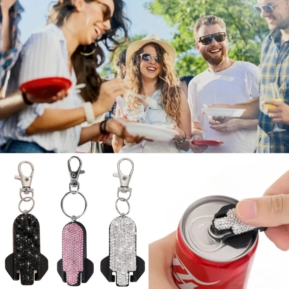 2 in 1 Beverage Bottle Opener Creative Portable Rhinestone Can Opener Labor Saving Easy Grip Rhinestone Beer Opener Restaurant