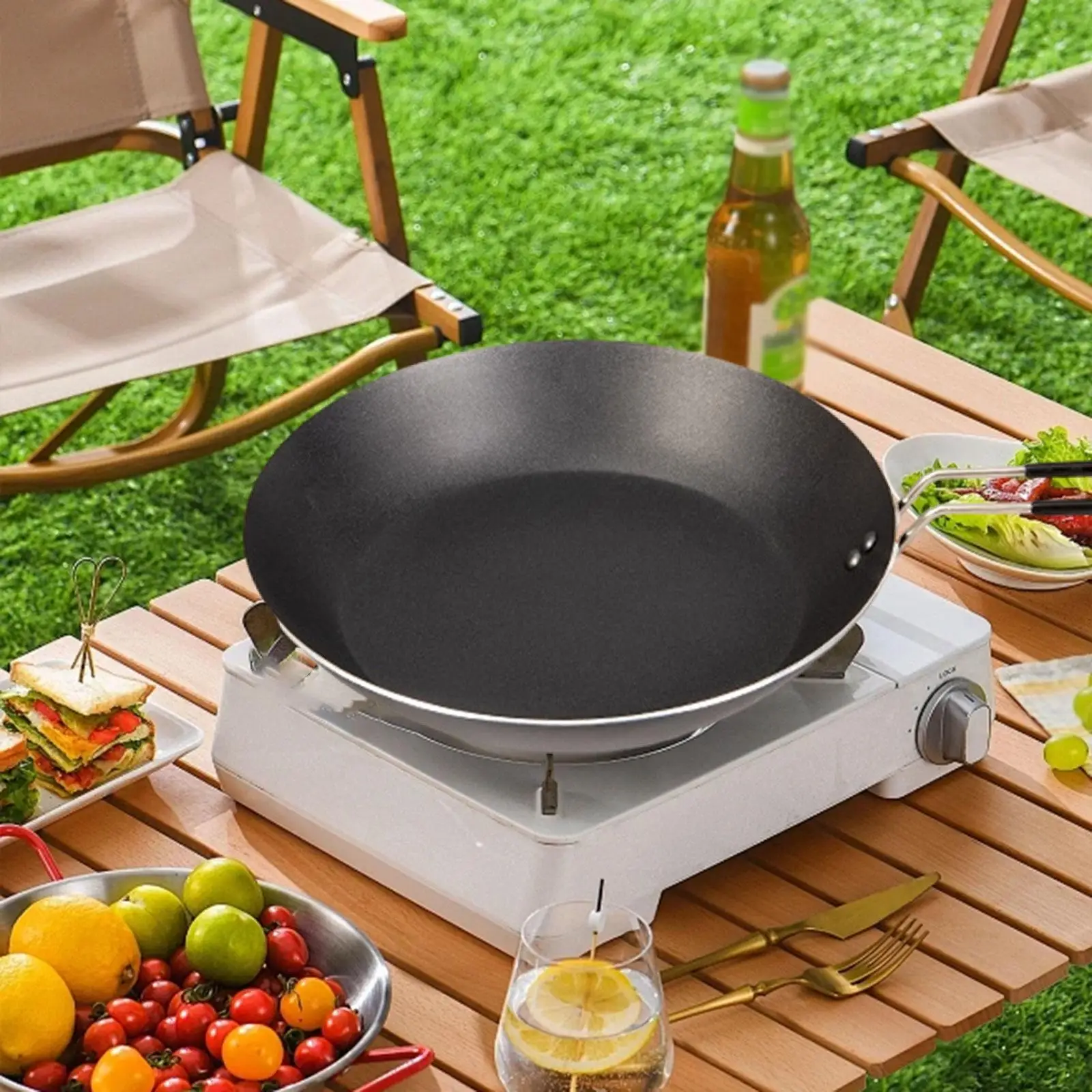 

Camping Fry Pan Lightweight Multifunctional Outdoor Cooking Griddle Nonstick Skillet for BBQ Travel Kitchen Backpacking Hiking