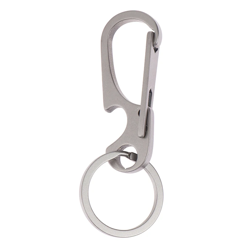 1Pc Titanium Alloy Carabiner Multi-function Keychain OutdoorWaist Hanging Chain Ring Buckle Beer Bottle Opener EDC Tool