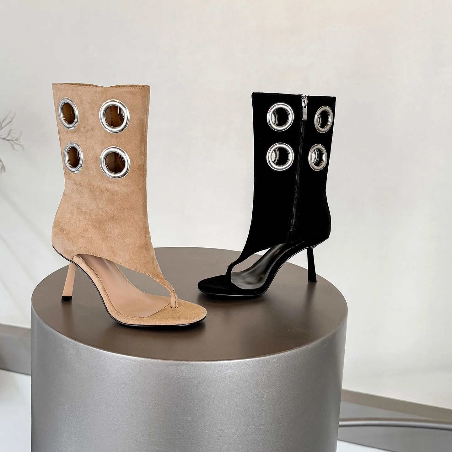 

MKKHOU Fashion Women's Shoes New High-Quality Suede Flip Flops High Heels Sandals Boots Summer Boots Women