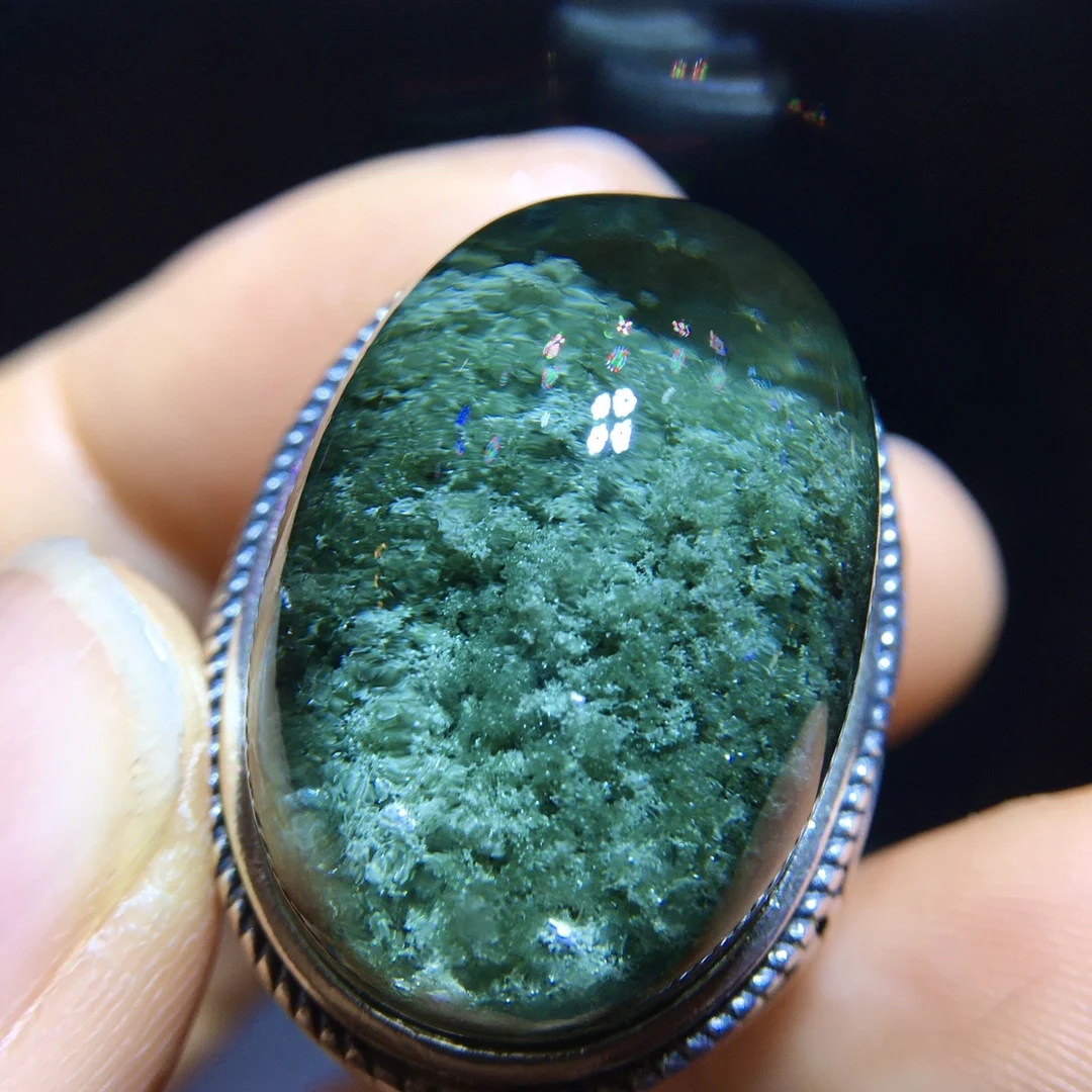 

Натуральное зеленое кольцо с фантомом, регулируемое, мужское, из серебра 925 пробы, с бусинами, 25.5/17.8 мм, большой размер, для мужчин и женщин, ювелирное изделие AAAAAA