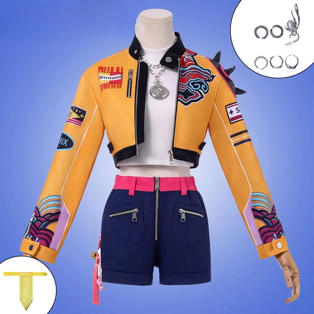 Anime Rumi Zoey Mira Costume Cosplay Kpop Demon Hunters Cosplay Huntrix Rumi Parrucca Donna Idol Costume Halloween Uniforme Ragazza Set