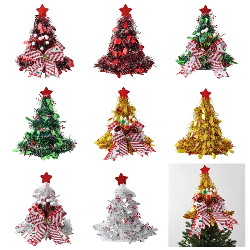 

Santa Hat Christmas Tree Toppers Decoration Portable Fabric Plastic Durable Holiday Party Home Office Festival Ornament 55KF