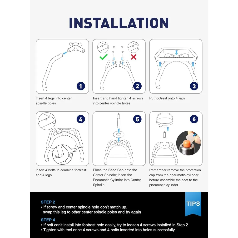 Height Adjustable Swivel Bar Stools with Back Support, 330lb Capacity Kitchen Counter Chairs for Garage & Home