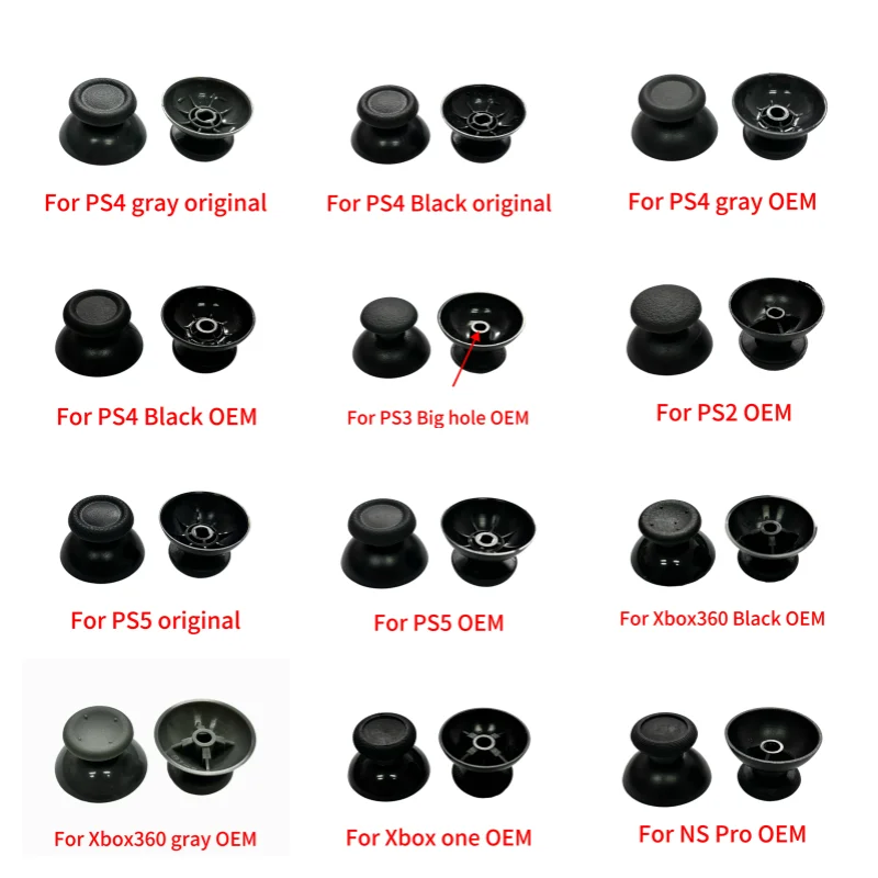 

100PCS Replacement Analog Joystick for PS5 PS4 PS3 PS2 NS Pro Controller ThumbStick Grip Cap Cover for Xbox One 360 Joystick Cap