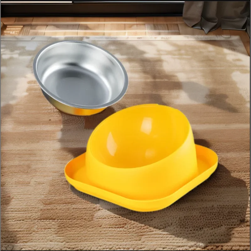 

Anti-choke Diagonal Cross-neck Pet Cat/Dog Bowl with Ant-proof Square Base Anti-spill Anti-leakage Design for Feeding