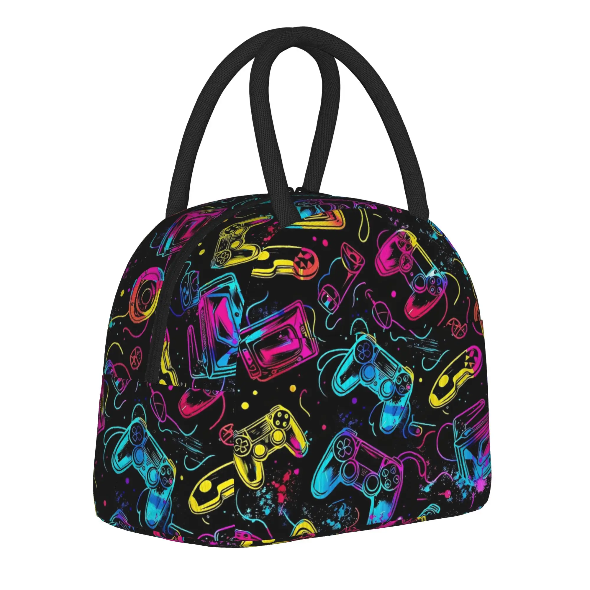 Video Game Gaming Controller Insulated Lunch Bag High Capacity  Lunch Container Thermal Bag Tote Lunch Box   Food Bag