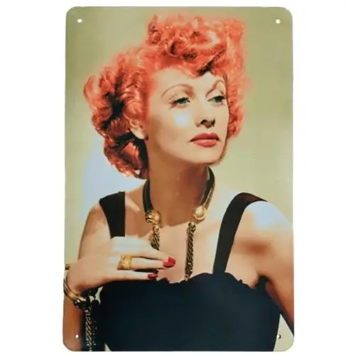 1pcs Lucille Ball Vintage Metal Sign Retro TV 50s Actress I Love Lucy Tin Sign 12x8