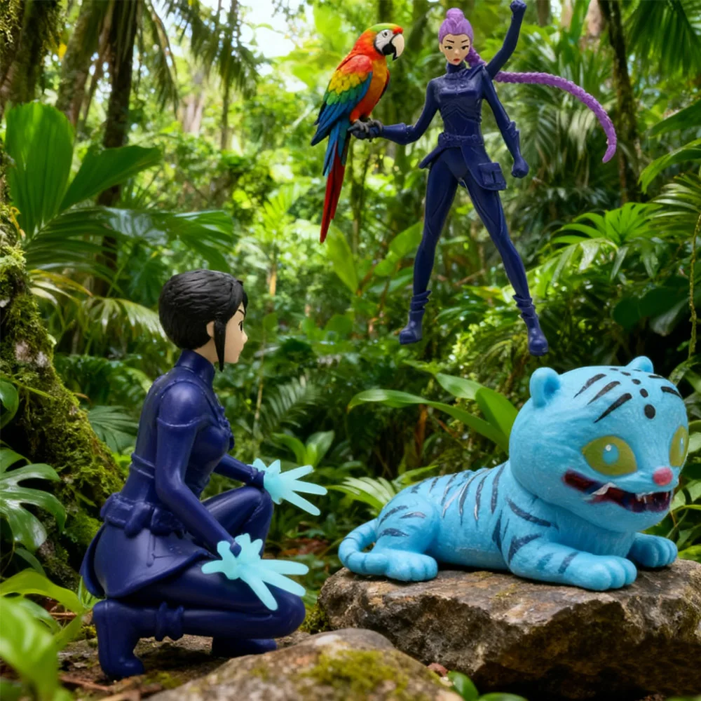 5-Piece Anime Action Figure Set with Fantasy Characters, Raven & Tiger - Decorative Collectible Statues for Display