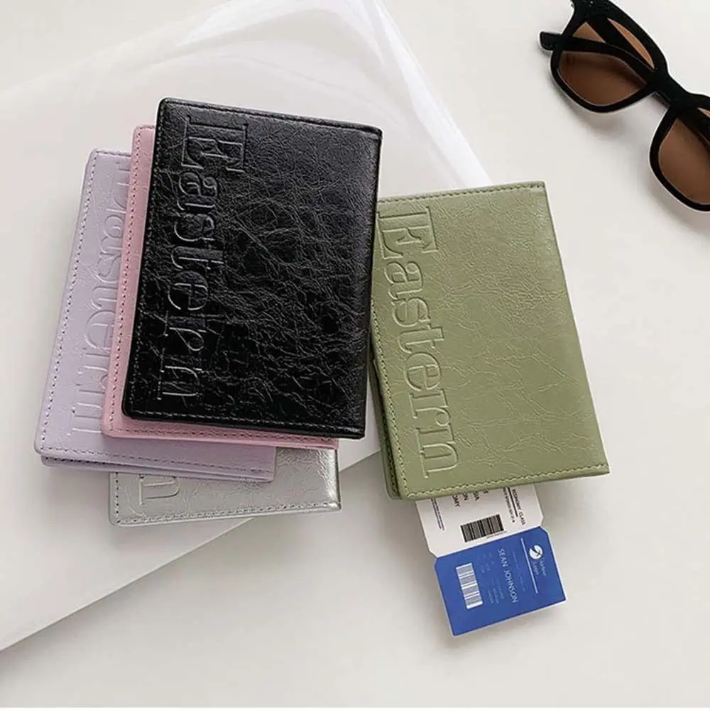 PU Leather Silver Passport Holder Letter Airplane Check-in Certificate Storage Bag Card Case Multifunctional Passport Clip