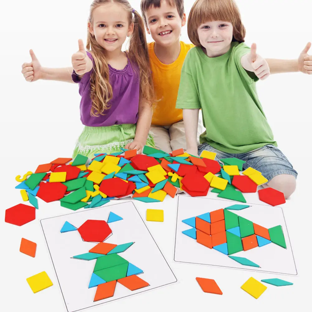 

1Set Wooden Puzzle Intellectual Educational Tangram Jigsaw Colorful Early Learning Plaything for Kids Cognitive Motor Skill