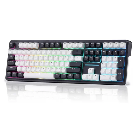 Redragon K745 PRO Wireless Gasket RGB Gaming Hot-Swap South-Facing LED Socket 108 Keys Mechanical Keyboard,White&Black