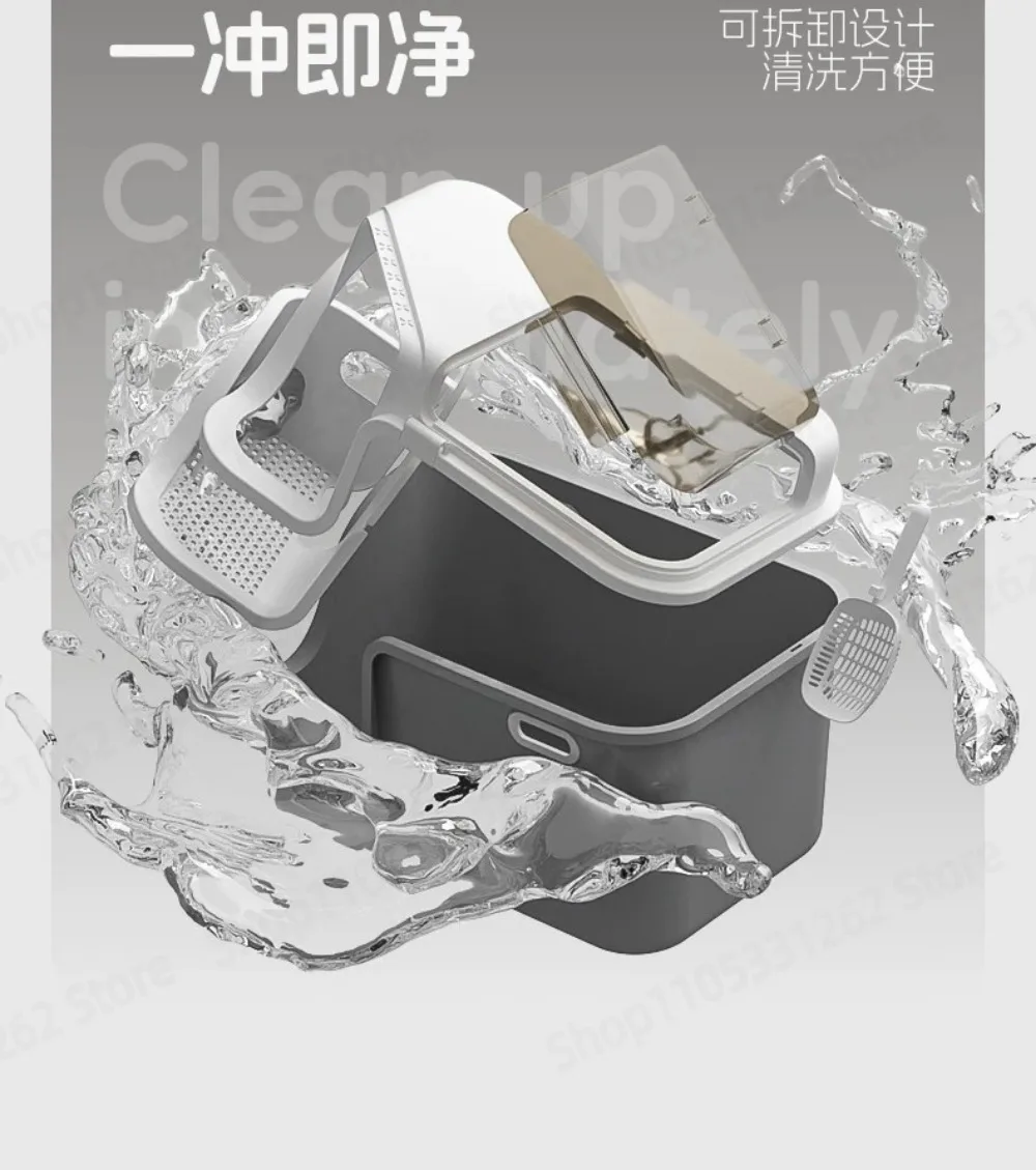 ZLSMSP-001 Fully enclosed deodorant cat litter box extra large anti splash corridor style anti tracking cat toilet kit