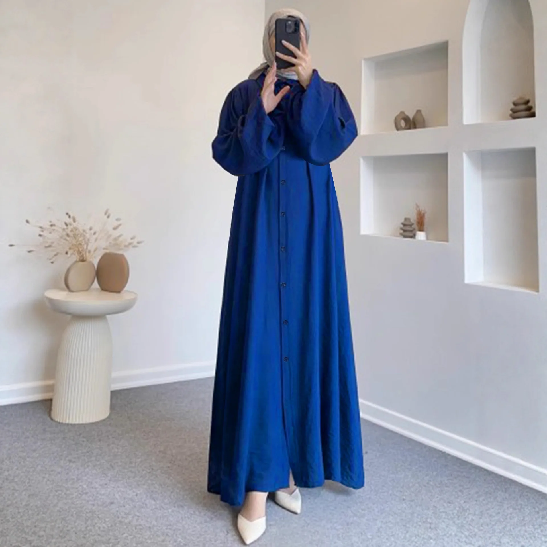 

Eid Women Abaya Cardigan Dresses Jalabiya Single Breasted Muslim Ramadan Dress Morocco Dubai Kaftan Vestidos Arab Long Robe
