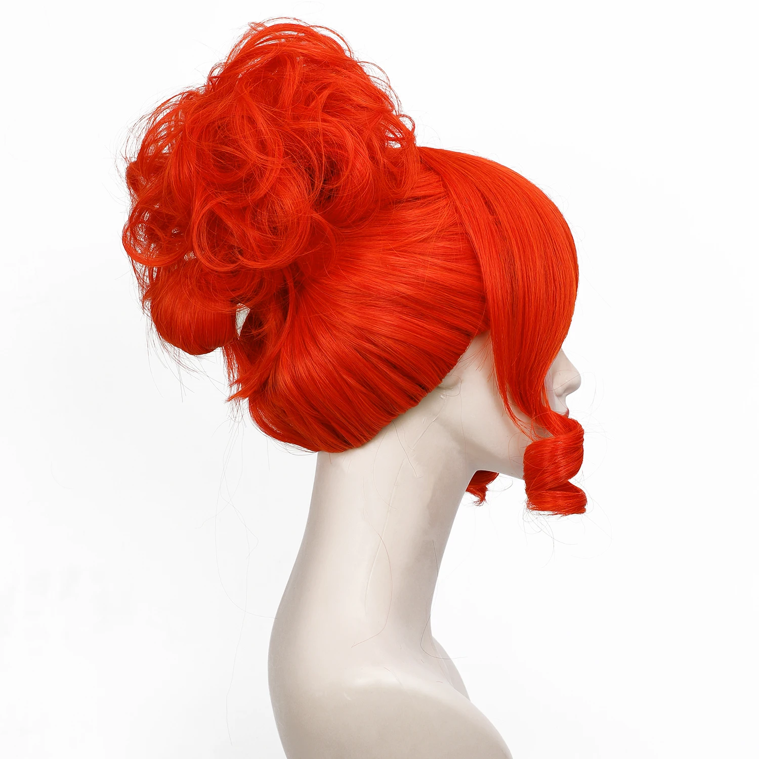Women's Red Short Curly Bun Synthetic Wig for Cosplay Miss Argentina Wig for Girls Halloween Costume Wig