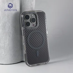 Luxury Armor Non-Slip Magnetic For Magsafe Carbon Fiber Pattern Case For iPhone 16 17 Pro Max 15 14 Plus 13 12 Shockproof Cover